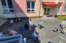 Rysunki kreda na kostce