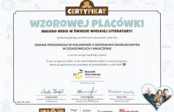 Certyfikat wzorowej placówki