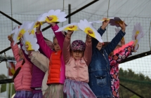 Dziewczynki z gr. VII tancza z kwiatami