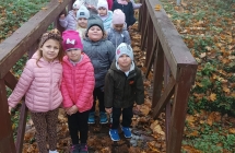 dzieci przechodza przez kladke