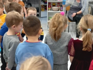 gr. V wycieczka do przedszkolnej kuchni - rozpoznawanie przedmiotow kuchennych