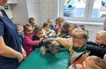 Czterolatki glaszcza pieska.