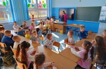Dzieci z grupy X podczas spotkania z uczniami Szkoly Podstawowej w Milaczewie