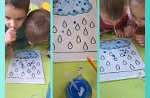 Eksperyment- dmuchanie przez slomke w krople wody