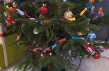 Swiatelko Betlejemskie pod choinka w przedszkolu.