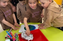 Dzien Ziemi - Sowki - odciskanie farb folia aluminiowa