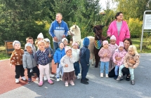 Maluszki z alpakamii i ich opiekunami.
